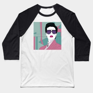 Pink Panache Art Deco 80s Patrick Nagel Baseball T-Shirt